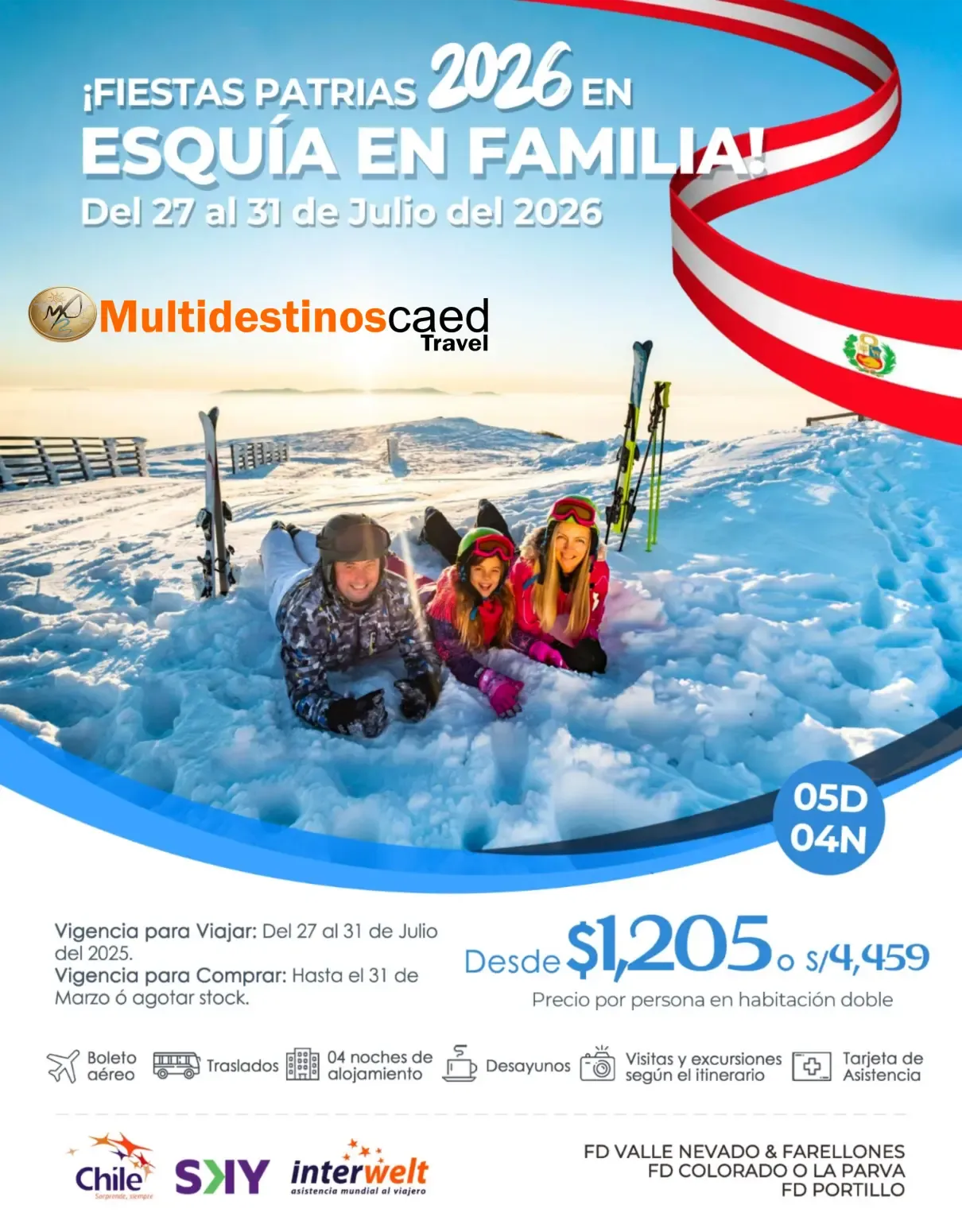 Flyers Fiestas Patrias Esquía en Familia en Chile del 27 al 31 de Julio.webp