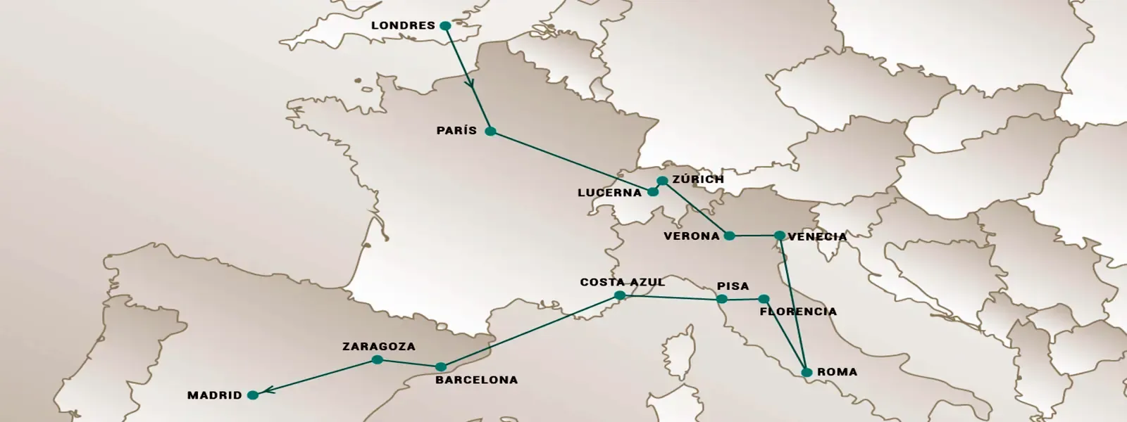 Mapa Comenzando en Londres y europa clasica.webp